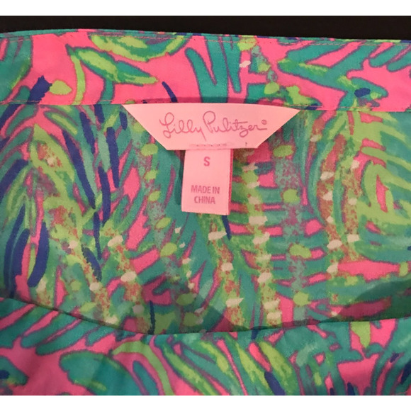 Lilly Pulitzer Adira Pink Sunset Coco Breeze Silk Off-Shoulder Top - Size Small - Picture 8 of 10